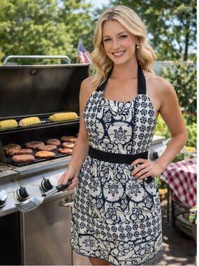 Elegant Black and White Full Apron